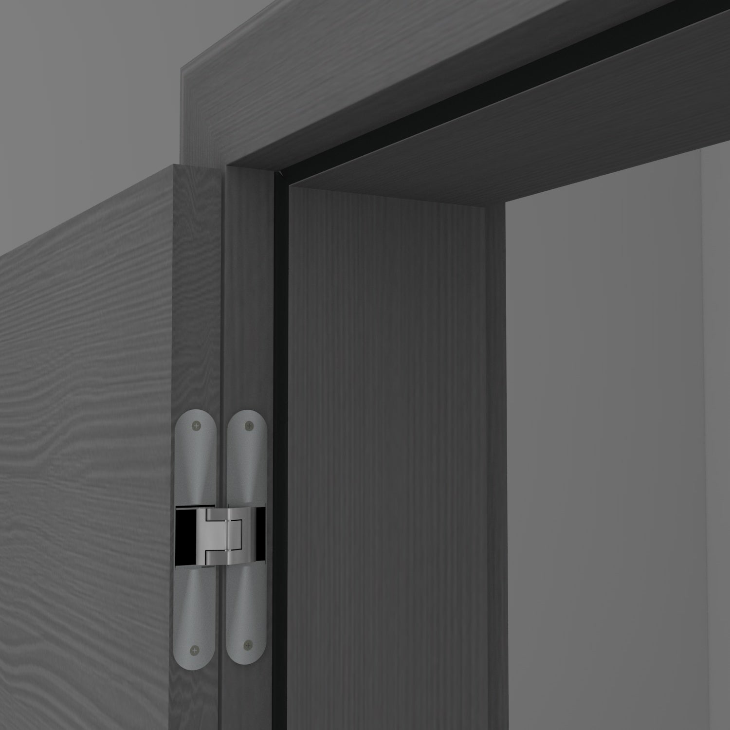 Stumpfeinschlagende Tür mit Zarge CPL Mattline Mineralgrau Queroptik | ohne Schlüssellochbohrung