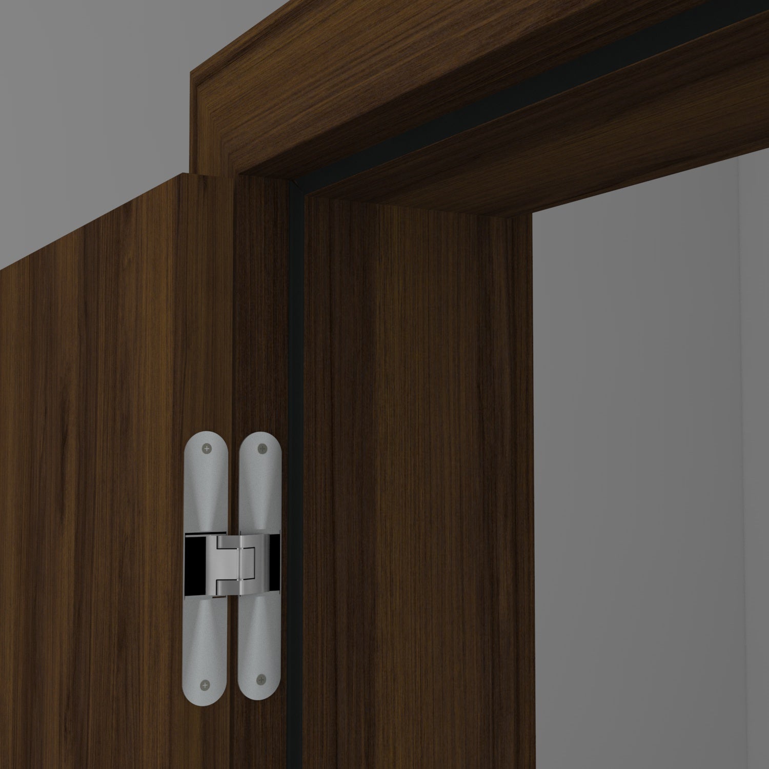 Stumpfeinschlagende Tür mit Zarge CPL Mattline Nussbraun | ohne Schlüssellochbohrung