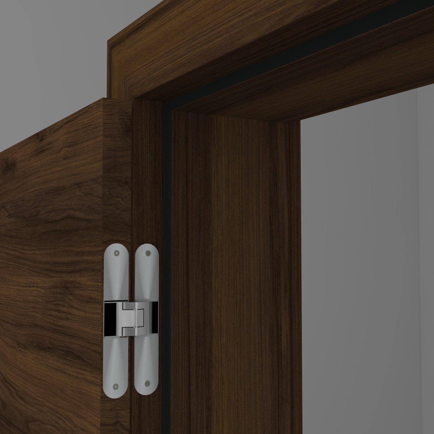 Stumpfeinschlagende Tür mit Zarge CPL Mattline Nussbraun Queroptik | ohne Schlüssellochbohrung