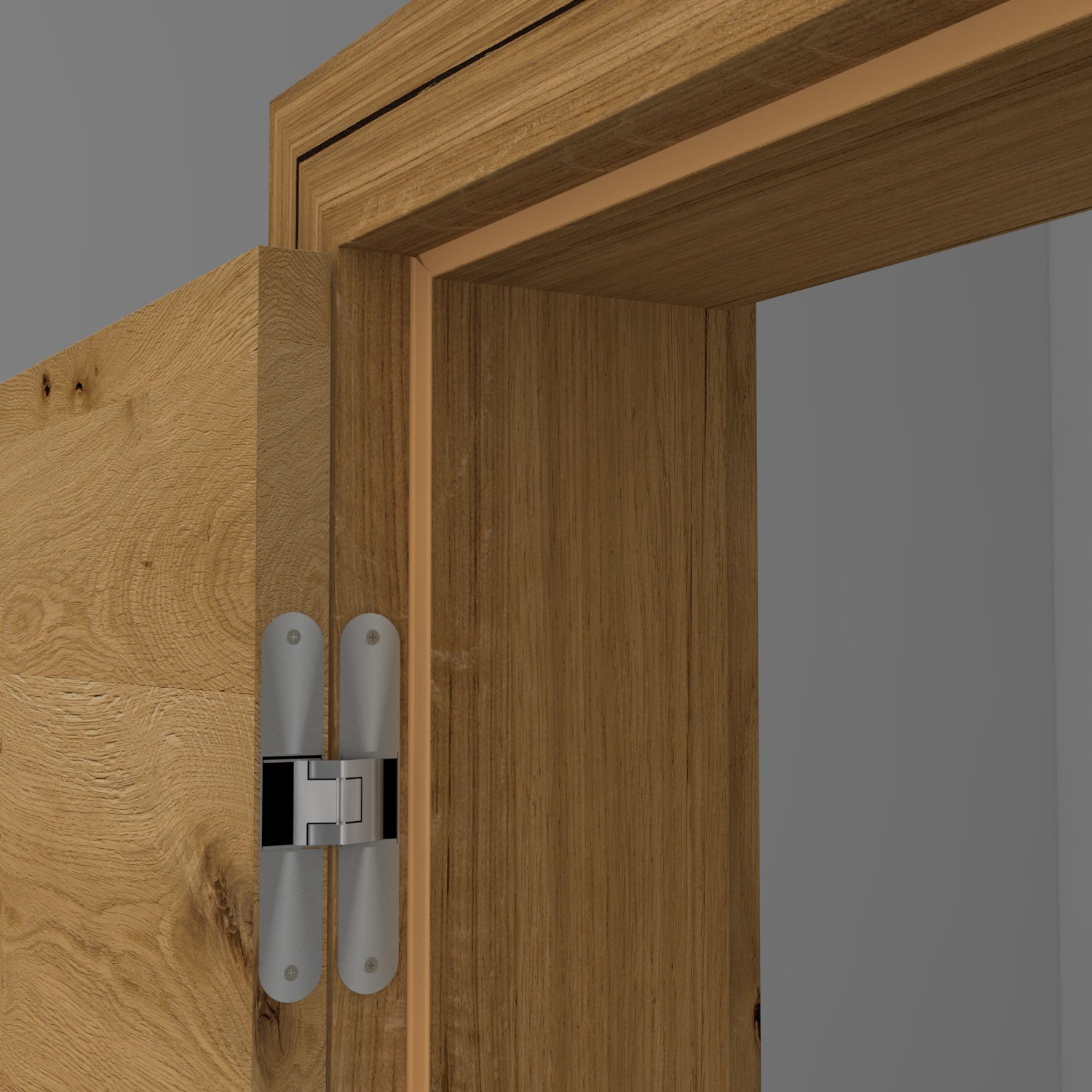 Stumpfeinschlagende Tür mit Zarge Echtholz Risseiche hell Queroptik | ohne Schlüssellochbohrung