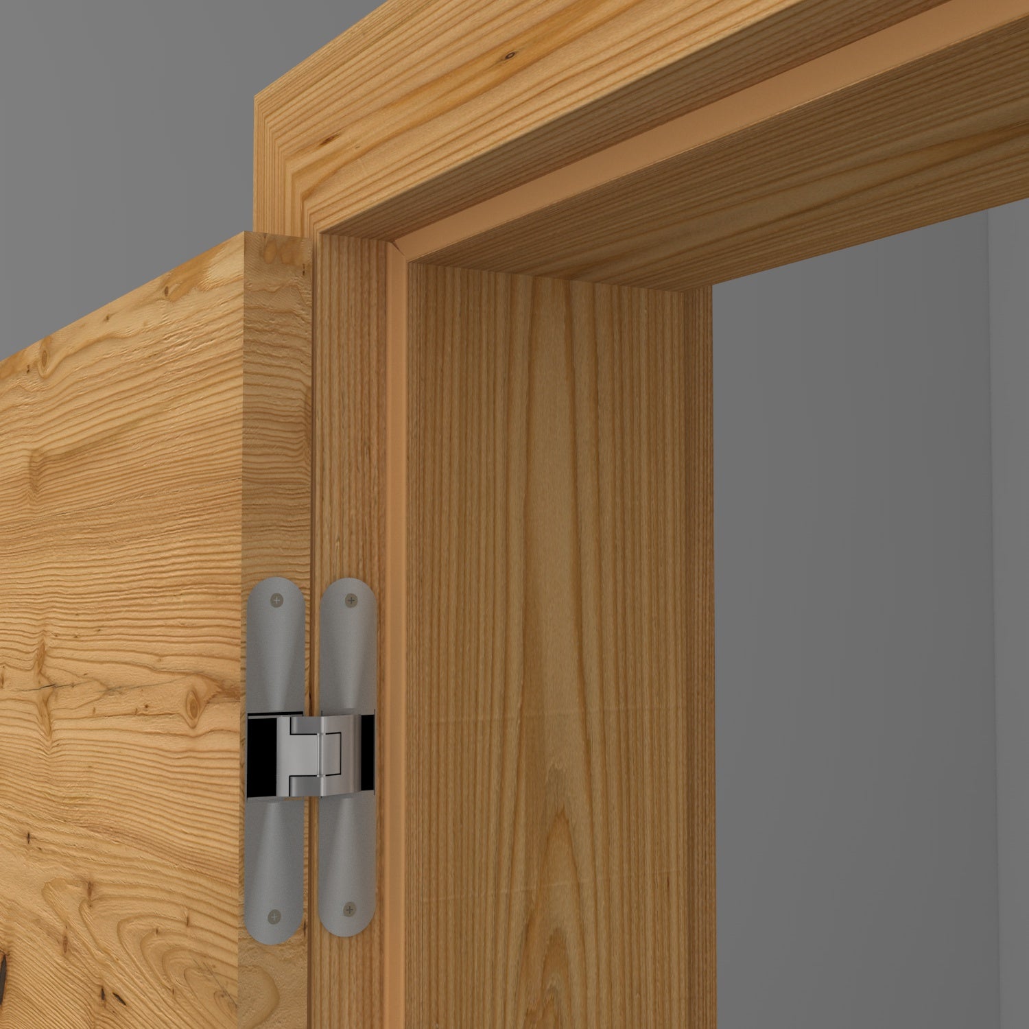 Stumpfeinschlagende Tür mit Zarge Echtholz Lärche Crack hell Queroptik | ohne Schlüssellochbohrung