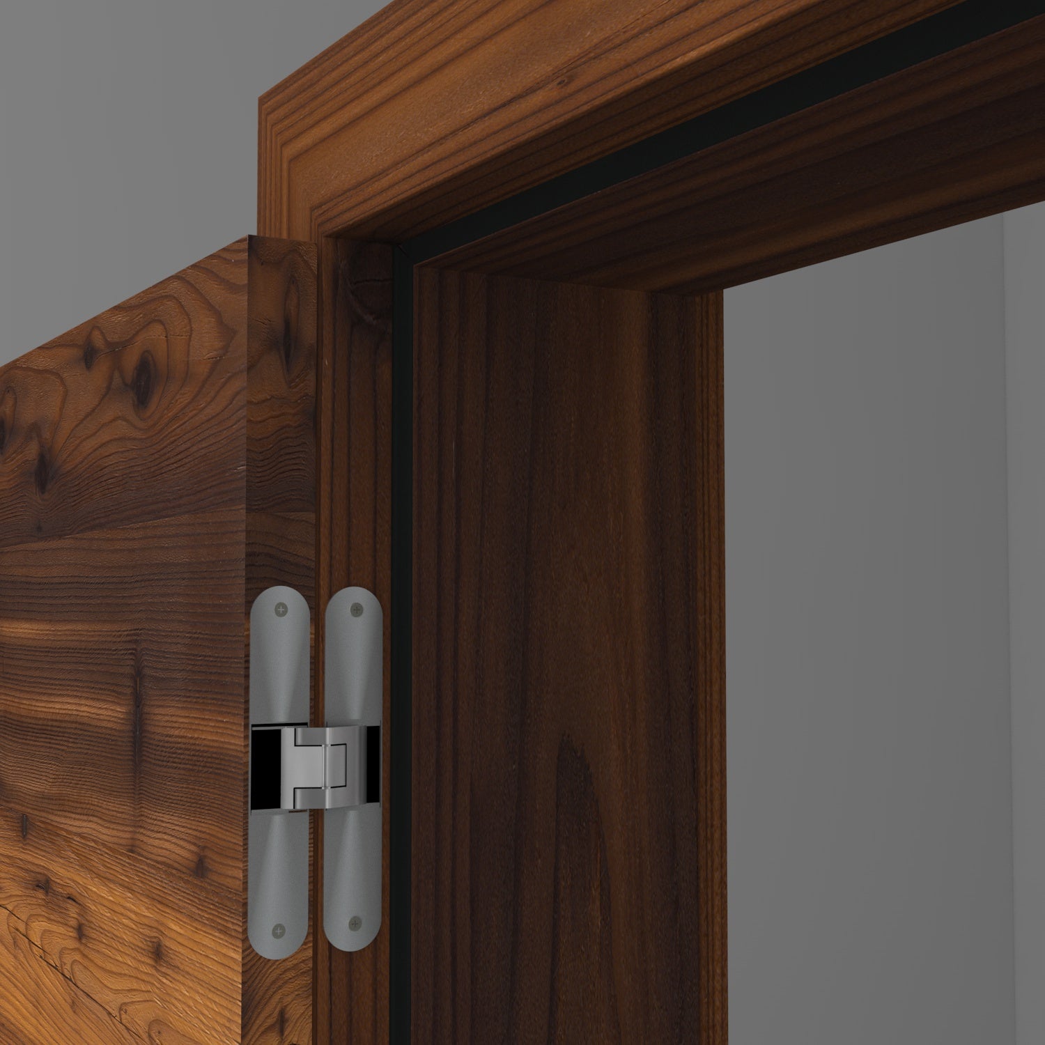 Stumpfeinschlagende Tür mit Zarge Echtholz Lärche Crack dunkel Queroptik | ohne Schlüssellochbohrung