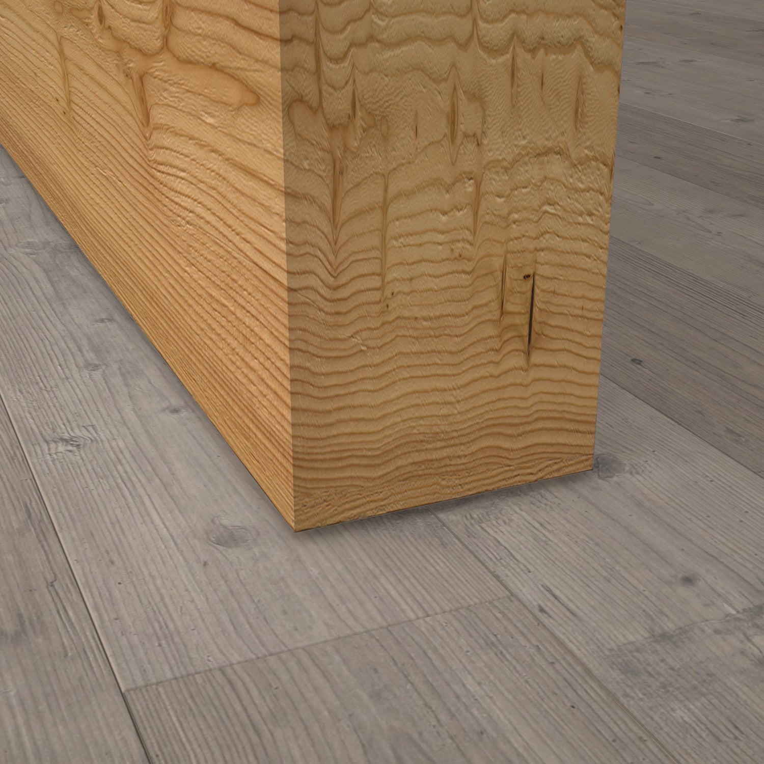 Stumpfeinschlagende Tür mit Zarge Echtholz Lärche Crack hell Queroptik | ohne Schlüssellochbohrung