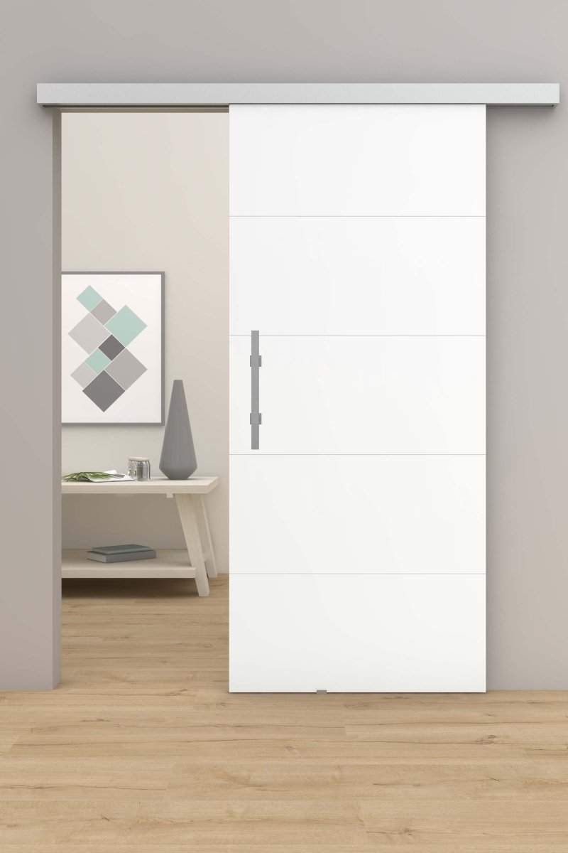 Design - Schiebetür mit Laufschiene Boho G5 Weißlack RAL 9003 - Meine Tür