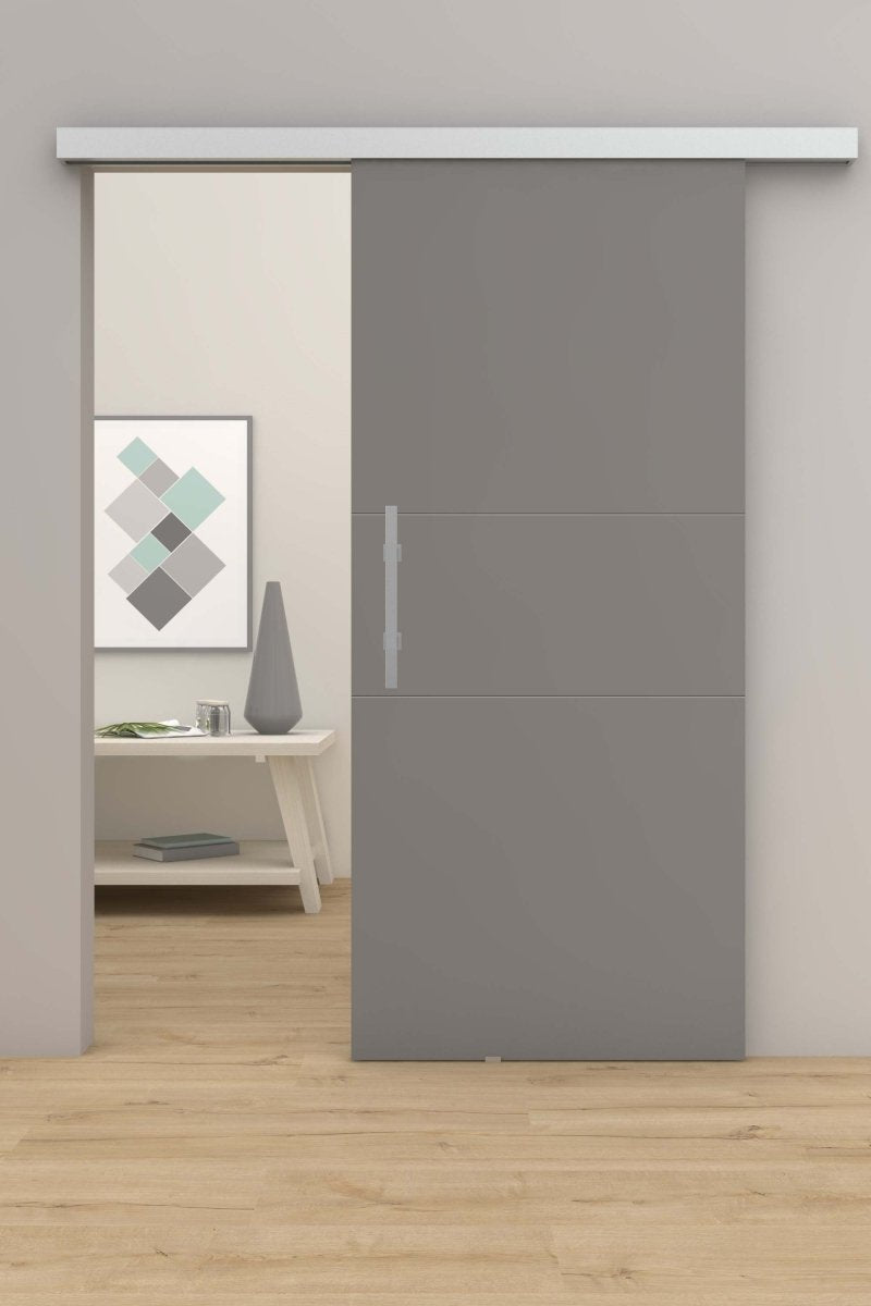 Design - Schiebetür mit Laufschiene Novel FL 3 Grau RAL 7037 - Meine Tür