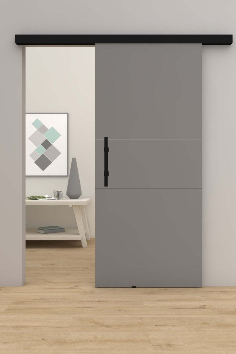 Design - Schiebetür mit Laufschiene Novel FL 3 Grau RAL 7037 - Meine Tür