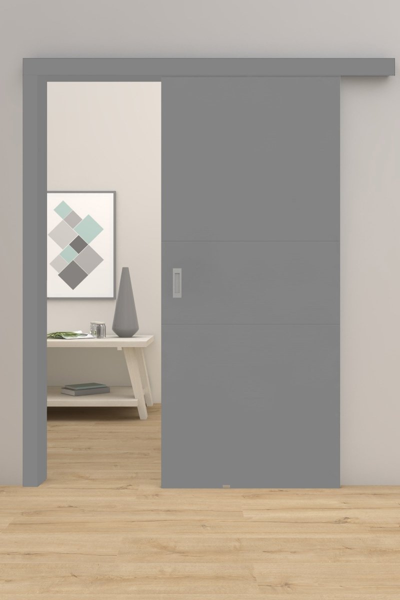 Design - Schiebetür mit Zarge Novel FL 3 Grau RAL 7037 - Meine Tür