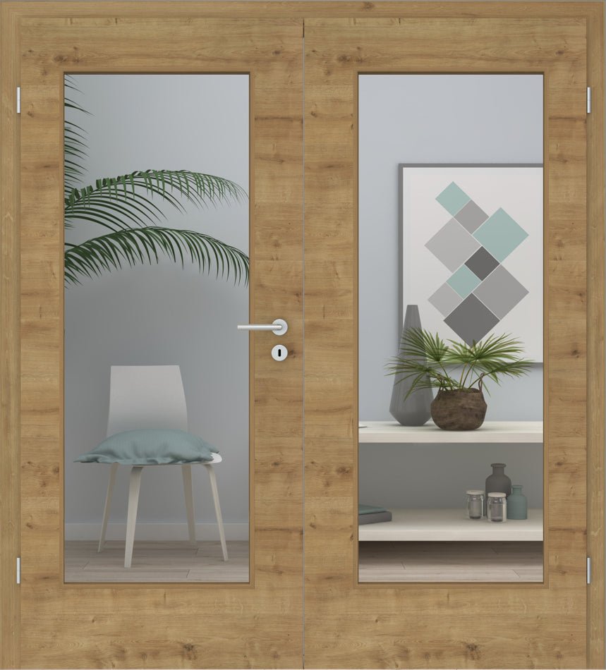 Doppelflügeltür CPL Eiche astig Queroptik LA 01 - Meine Tür