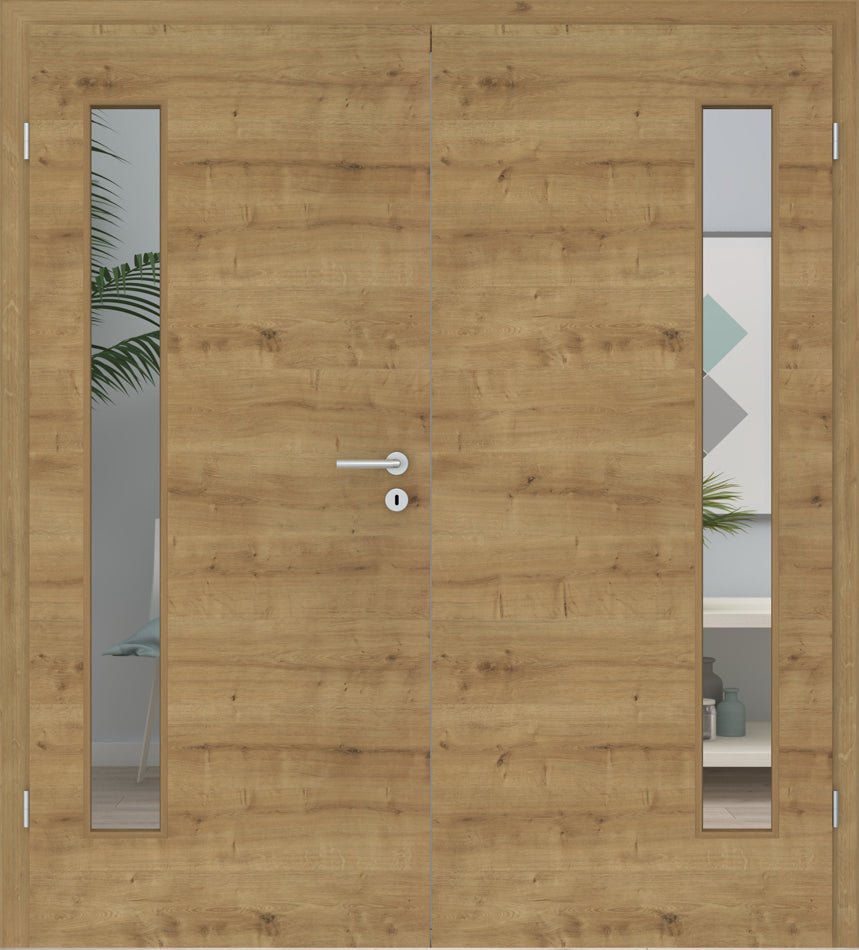 Doppelflügeltür CPL Eiche astig Queroptik LA 08B - Meine Tür
