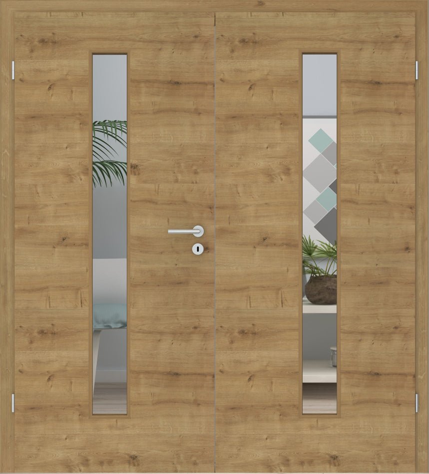 Doppelflügeltür CPL Eiche astig Queroptik LA 08M - Meine Tür