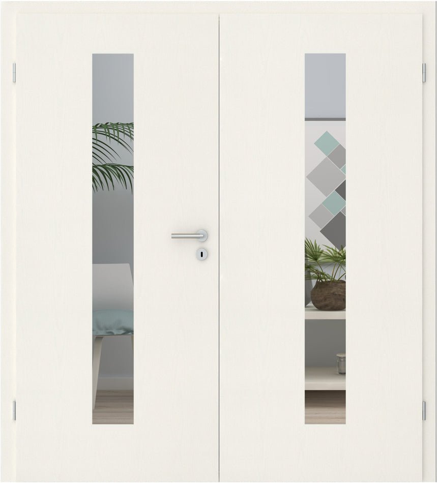 Doppelflügeltür CPL Esche weiß Struktur LA 08M - Meine Tür