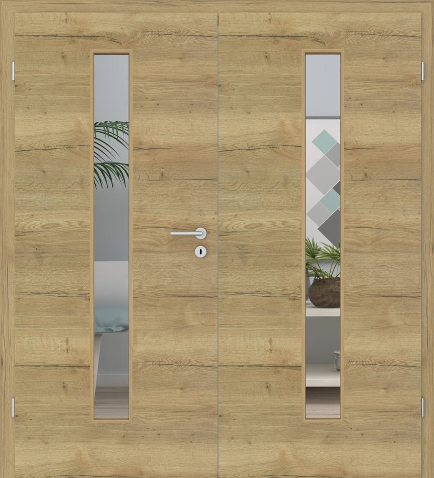 Doppelflügeltür CPL Lennart Eiche Natur LA 08M Queroptik - Meine Tür