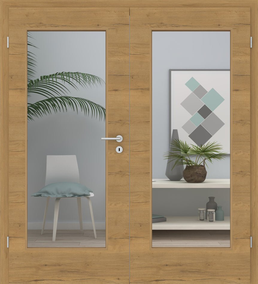 Doppelflügeltür CPL Vicco Eiche Honig LA 01 Queroptik - Meine Tür