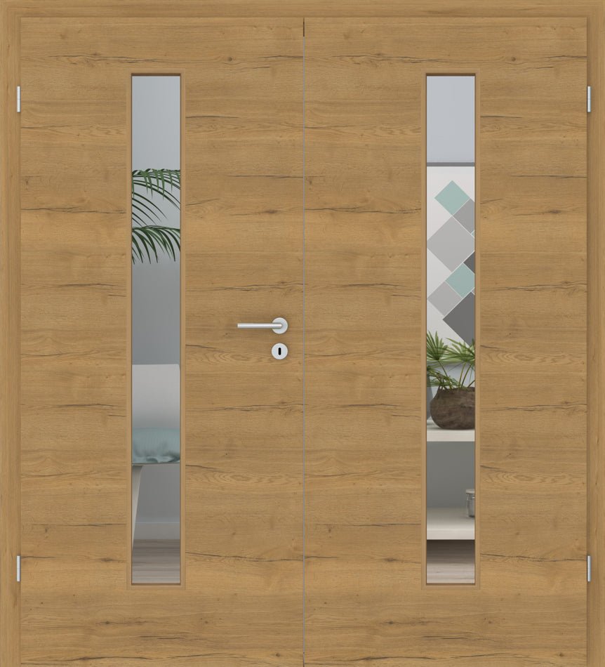 Doppelflügeltür CPL Vicco Eiche Honig LA 08M Queroptik - Meine Tür