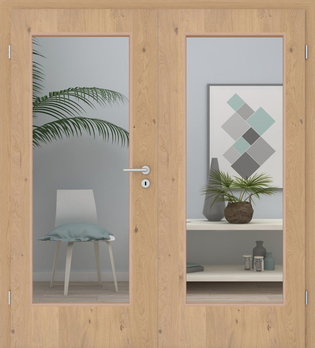 Doppelflügeltür Echtholz Asteiche Cream LA 01 - Meine Tür