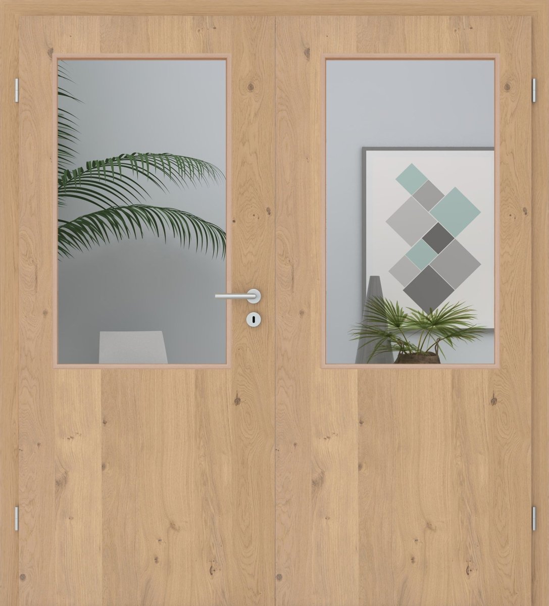 Doppelflügeltür Echtholz Asteiche Cream LA 02 - Meine Tür