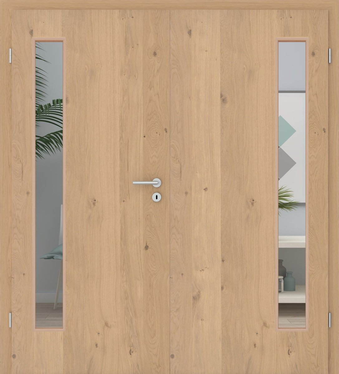 Doppelflügeltür Echtholz Asteiche Cream LA 08B - Meine Tür