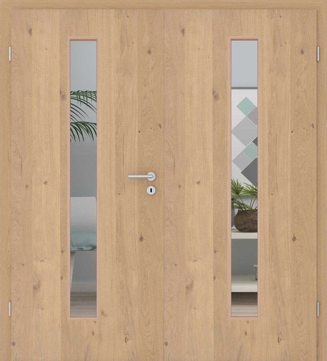 Doppelflügeltür Echtholz Asteiche Cream LA 08M - Meine Tür