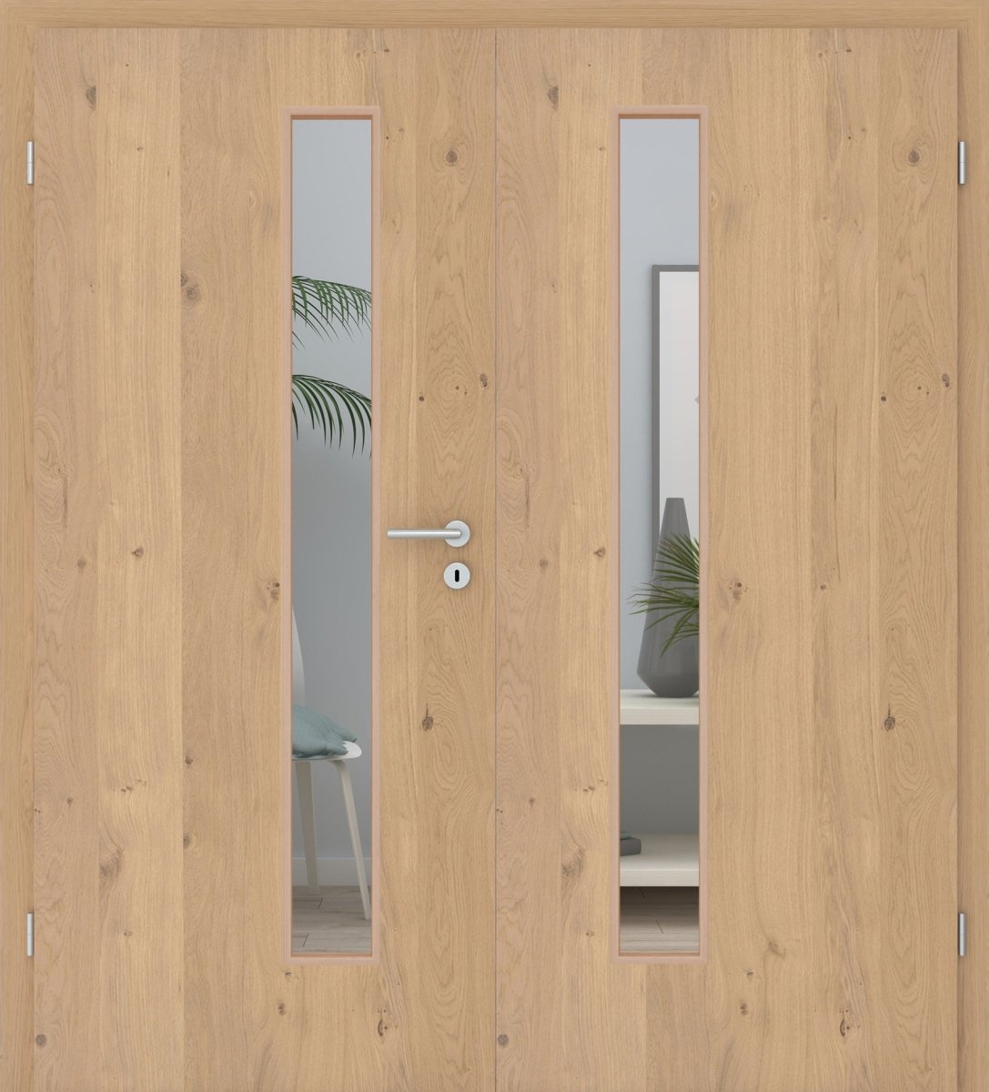 Doppelflügeltür Echtholz Asteiche Cream LA 08S - Meine Tür