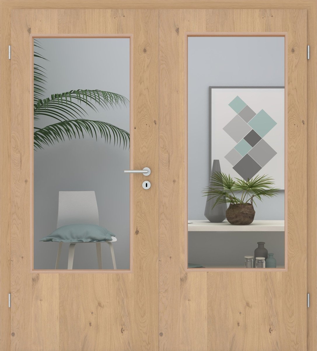 Doppelflügeltür Echtholz Asteiche Cream LA - Meine Tür