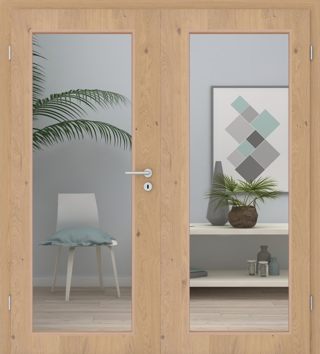 Doppelflügeltür Echtholz Asteiche Cream LA XL - Meine Tür