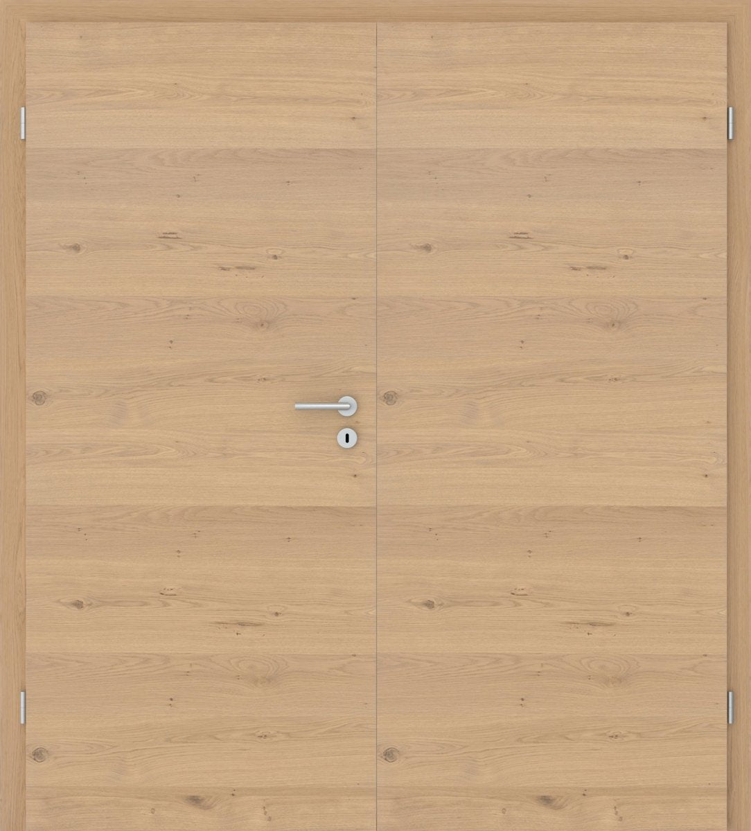 Doppelflügeltür Echtholz Asteiche Cream matt lackiert Queroptik - Meine Tür