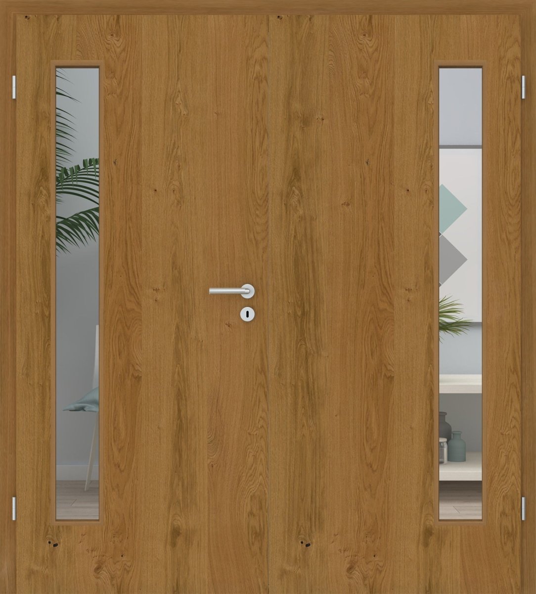 Doppelflügeltür Echtholz Asteiche geölt LA 08B - Meine Tür