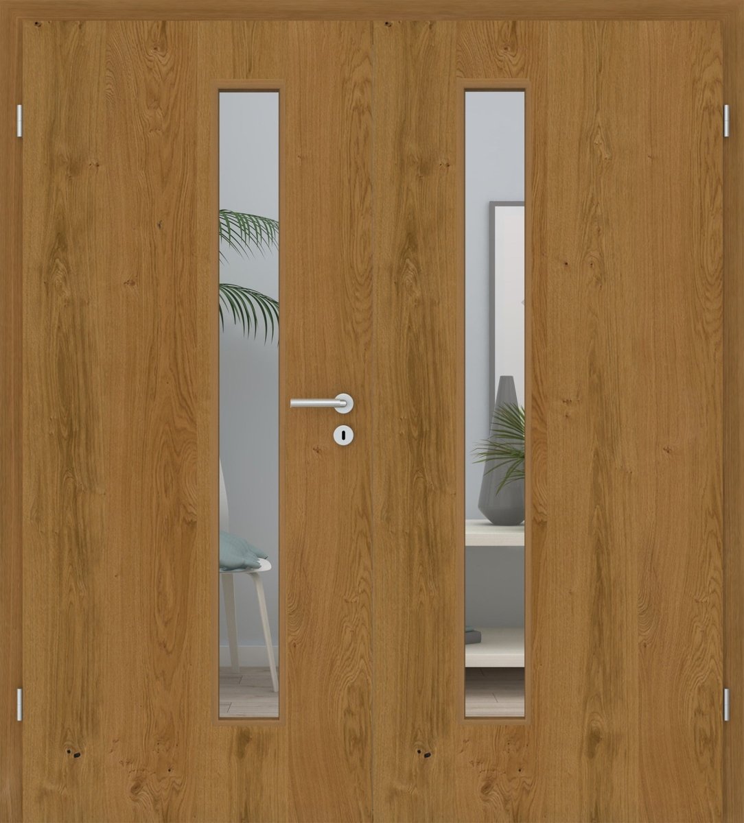 Doppelflügeltür Echtholz Asteiche geölt LA 08S - Meine Tür