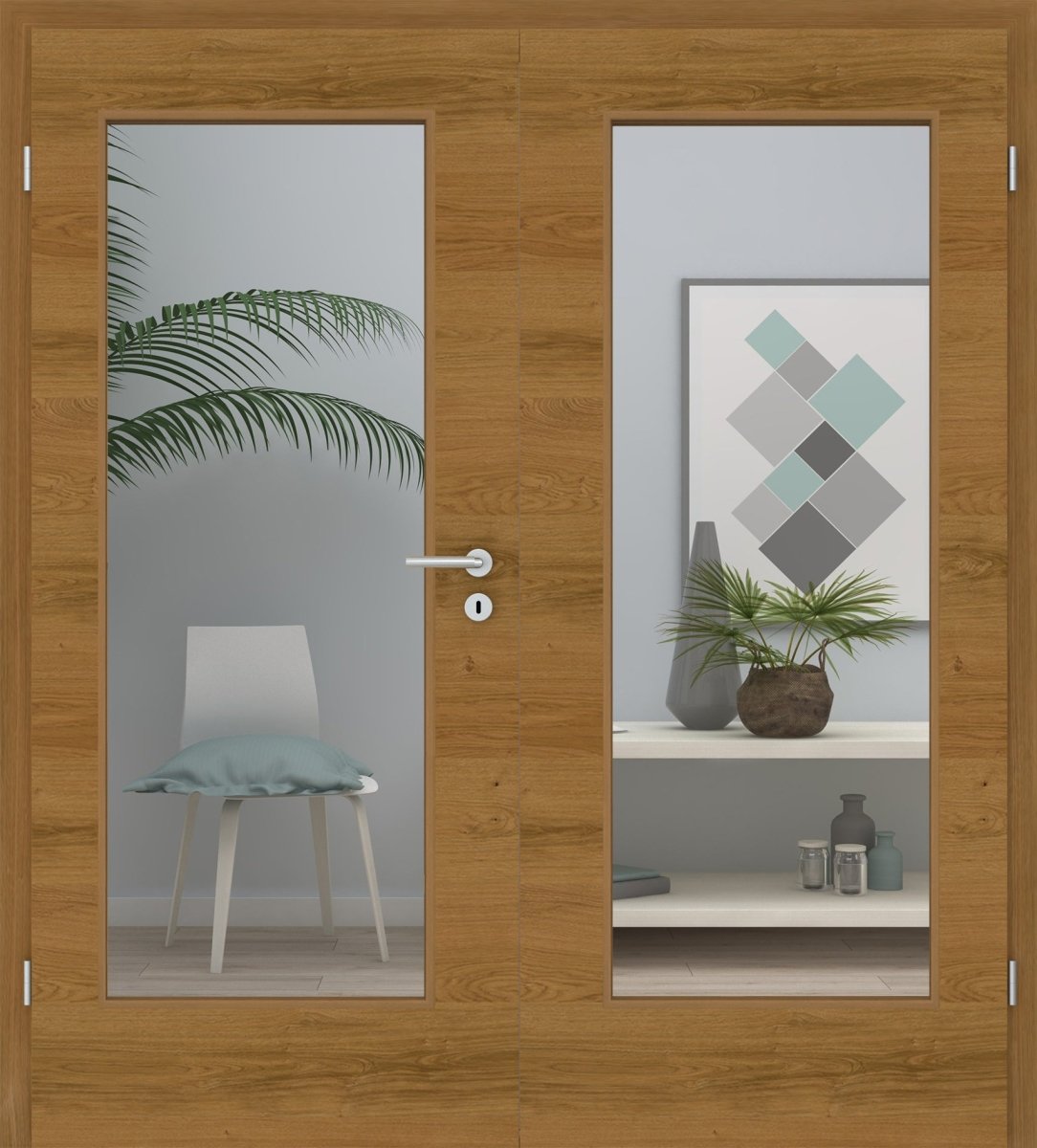 Doppelflügeltür Echtholz Asteiche geölt Queroptik LA 01 - Meine Tür