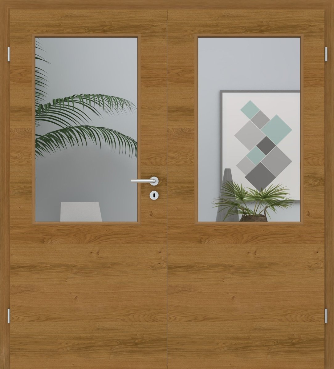 Doppelflügeltür Echtholz Asteiche geölt Queroptik LA 02 - Meine Tür