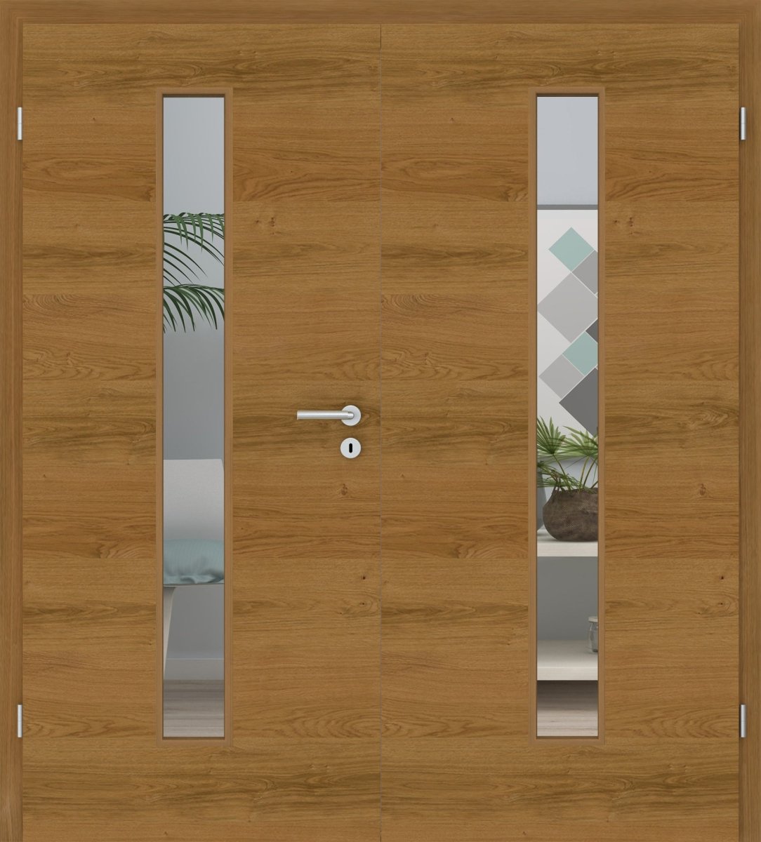 Doppelflügeltür Echtholz Asteiche geölt Queroptik LA 08M - Meine Tür