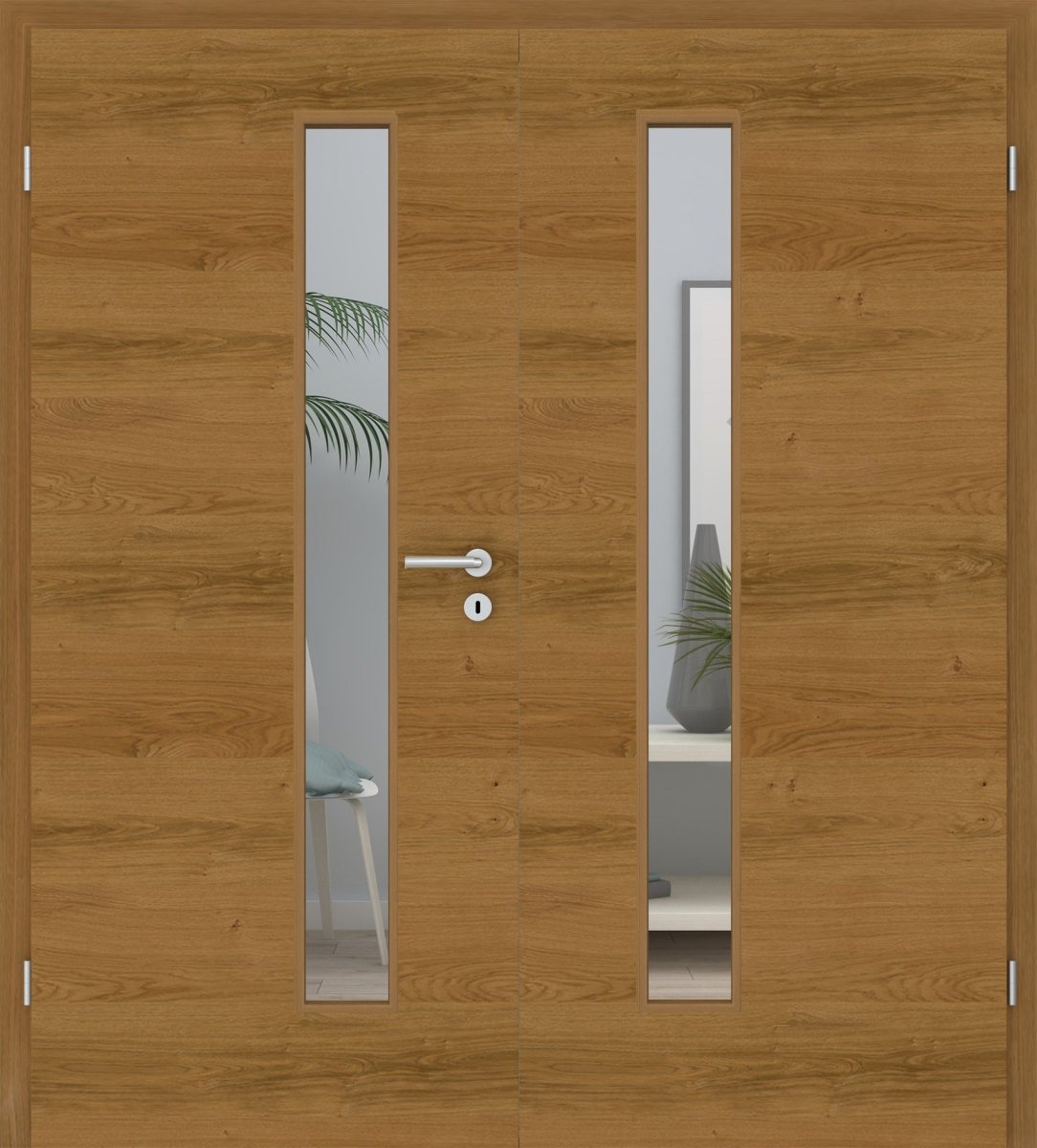 Doppelflügeltür Echtholz Asteiche geölt Queroptik LA 08S - Meine Tür