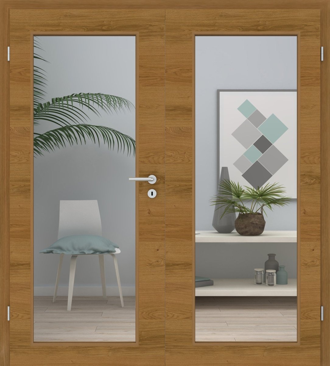 Doppelflügeltür Echtholz Asteiche geölt Queroptik LA XL - Meine Tür