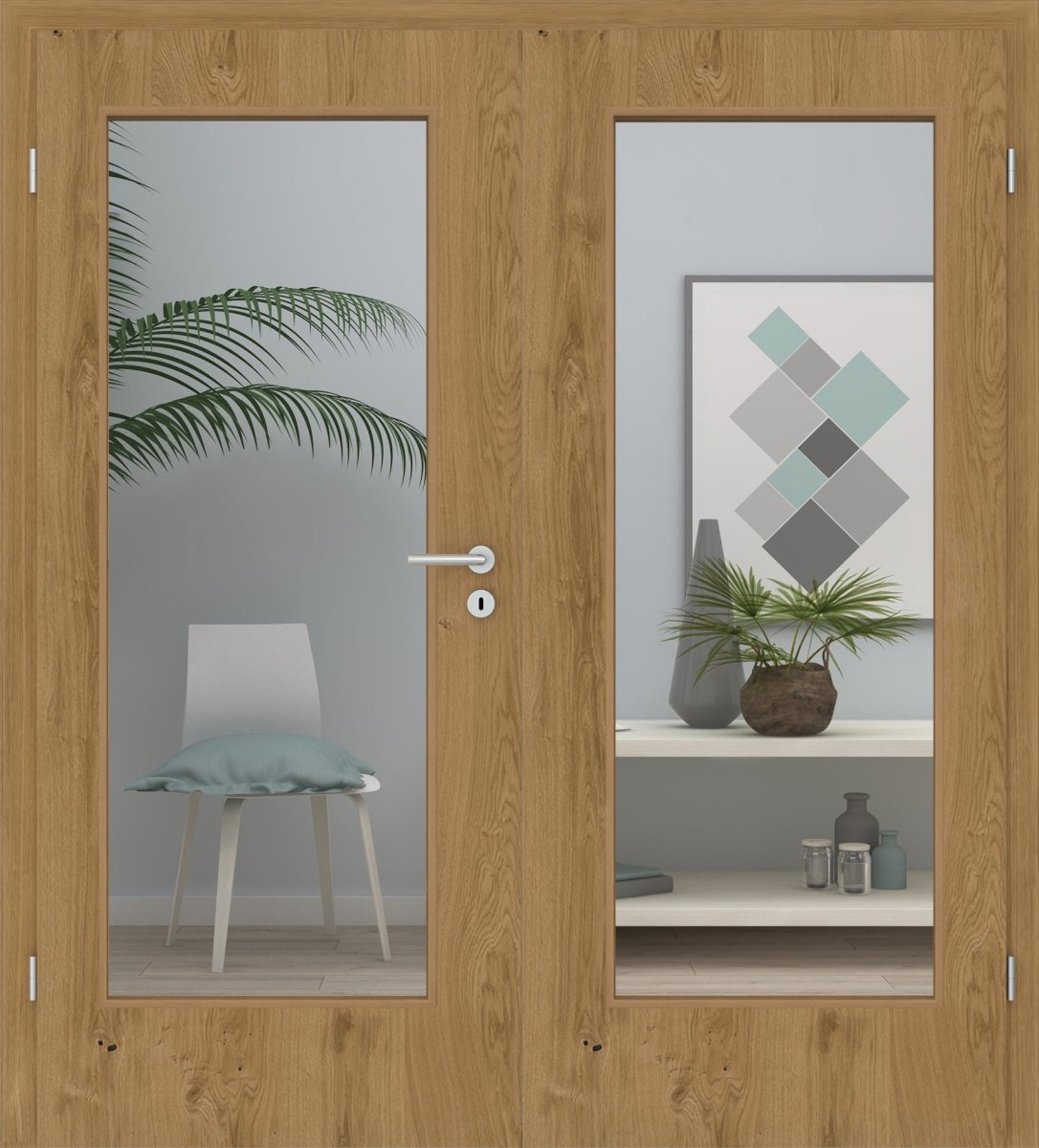 Doppelflügeltür Echtholz Asteiche matt lackiert LA 01 - Meine Tür