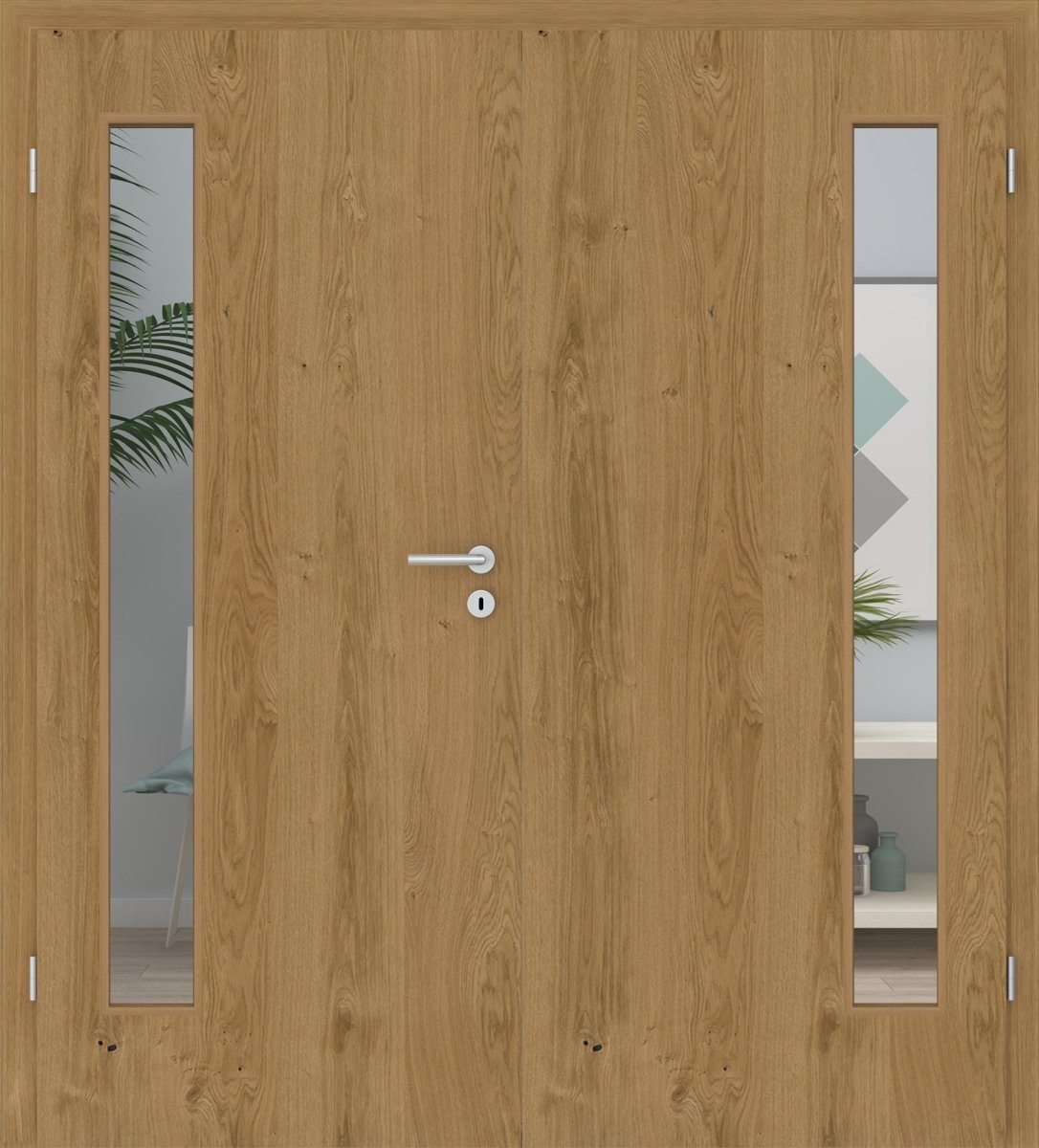 Doppelflügeltür Echtholz Asteiche matt lackiert LA 08B - Meine Tür