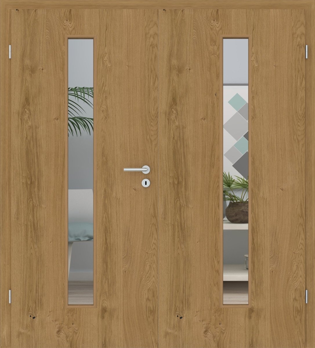 Doppelflügeltür Echtholz Asteiche matt lackiert LA 08M - Meine Tür