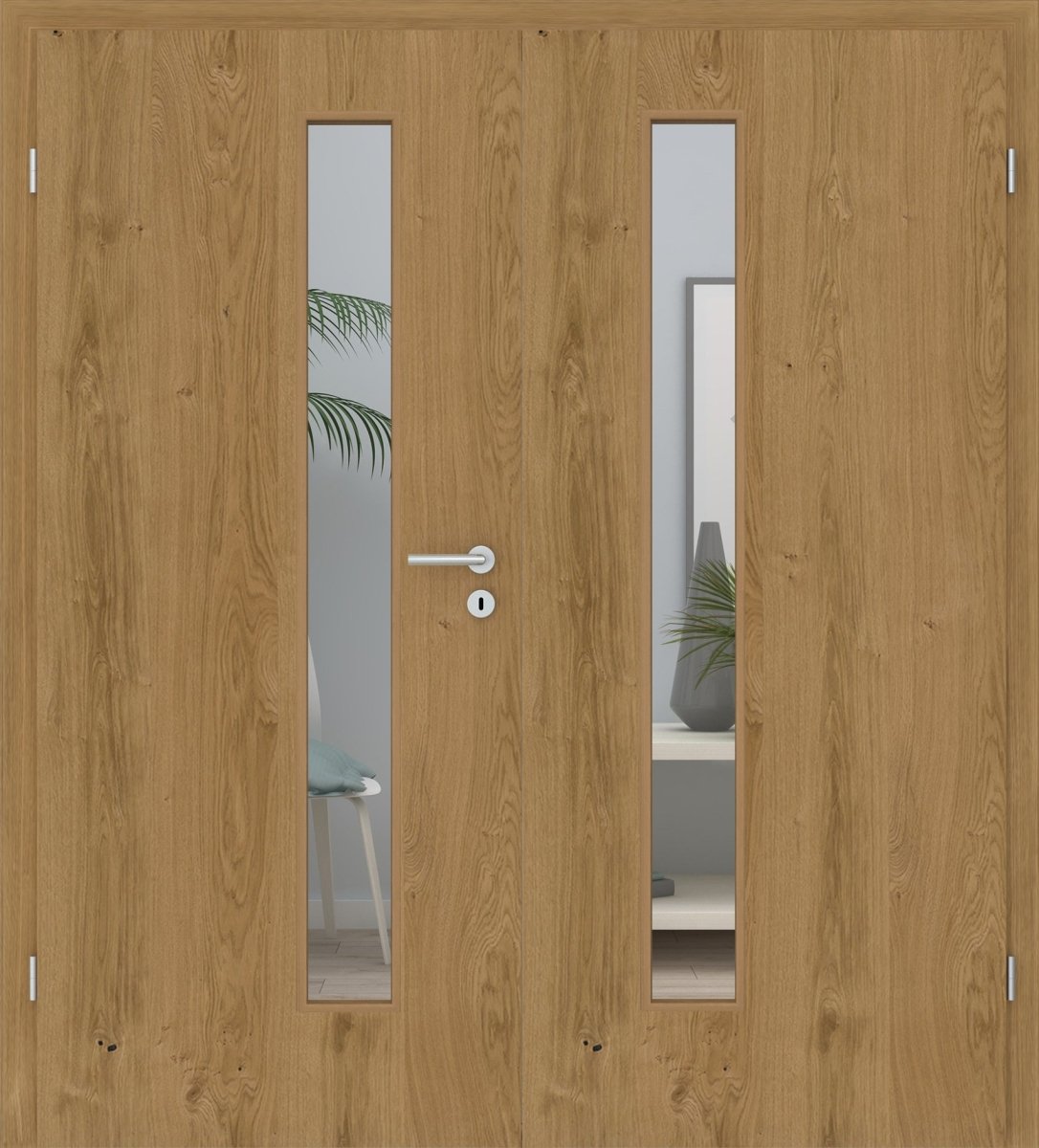 Doppelflügeltür Echtholz Asteiche matt lackiert LA 08S - Meine Tür