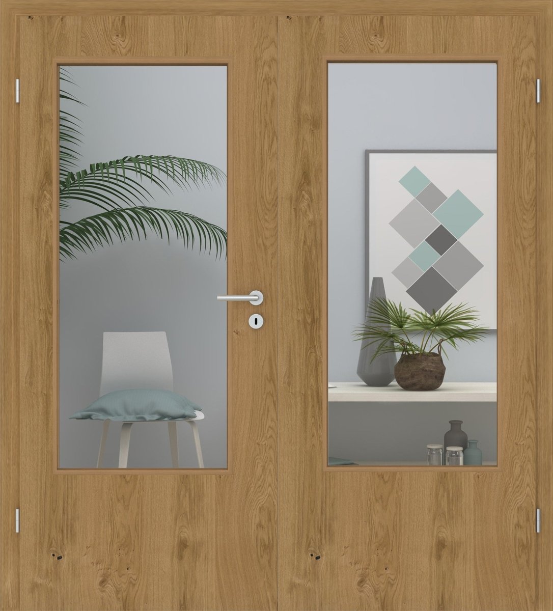 Doppelflügeltür Echtholz Asteiche matt lackiert LA - Meine Tür