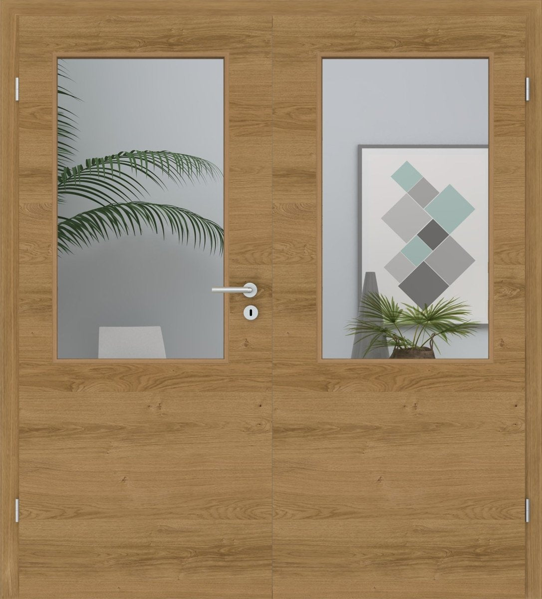 Doppelflügeltür Echtholz Asteiche matt lackiert Queroptik LA 02 - Meine Tür