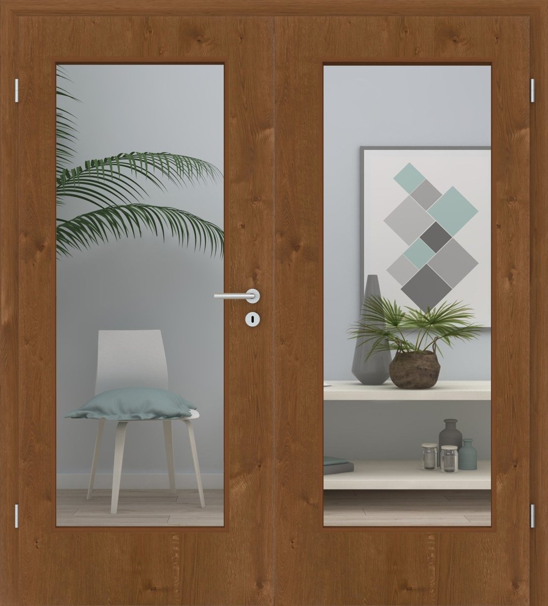 Doppelflügeltür Echtholz Asteiche Rot/Braun LA 01 - Meine Tür