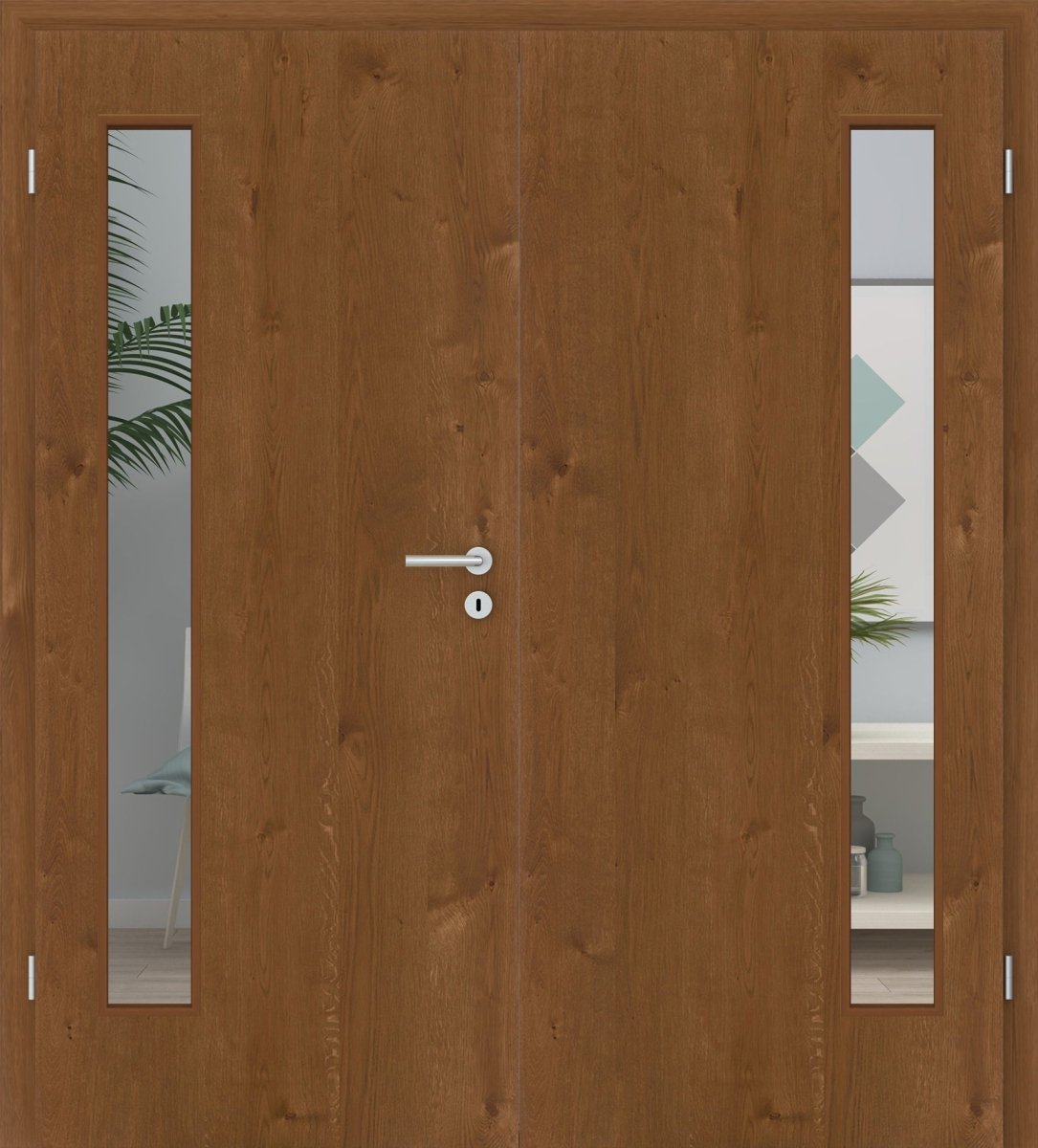 Doppelflügeltür Echtholz Asteiche Rot/Braun LA 08B - Meine Tür