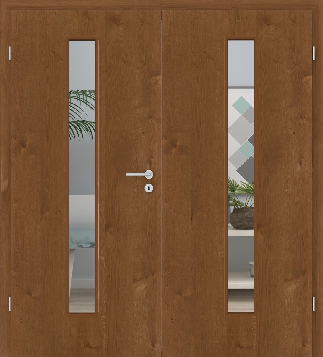 Doppelflügeltür Echtholz Asteiche Rot/Braun LA 08M - Meine Tür