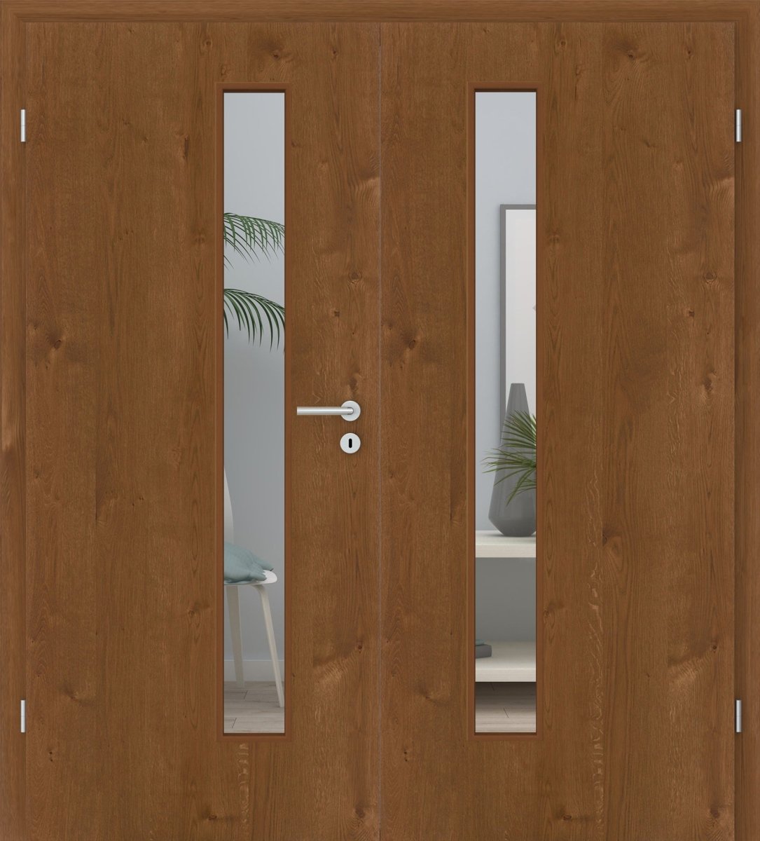 Doppelflügeltür Echtholz Asteiche Rot/Braun LA 08S - Meine Tür