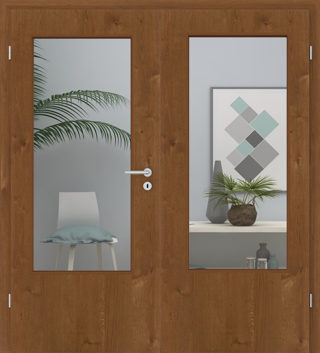 Doppelflügeltür Echtholz Asteiche Rot/Braun LA - Meine Tür