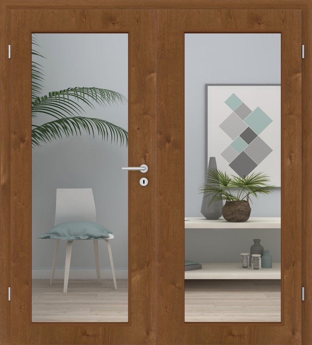 Doppelflügeltür Echtholz Asteiche Rot/Braun LA XL - Meine Tür