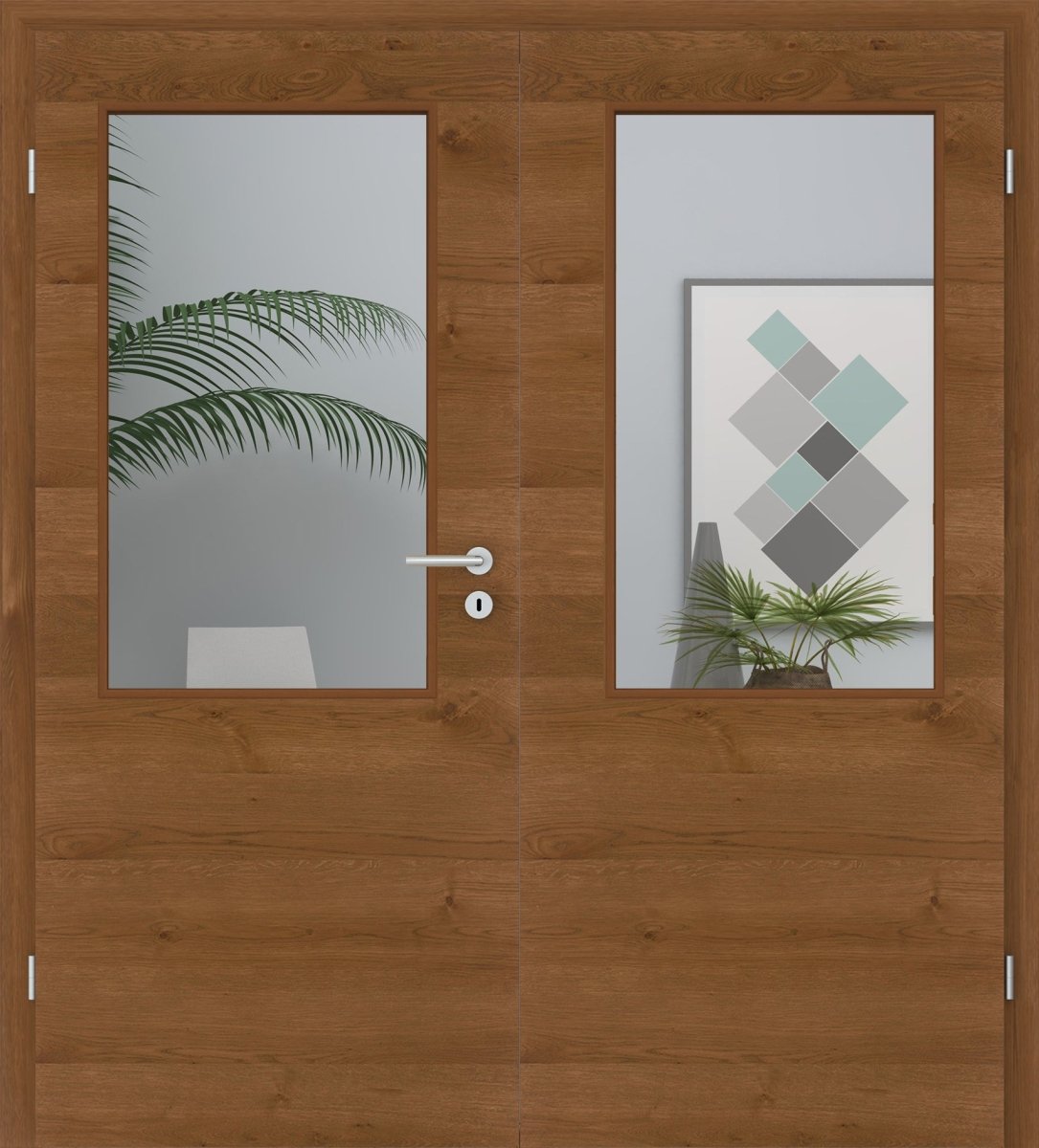 Doppelflügeltür Echtholz Asteiche Rot/Braun Queroptik LA 02 - Meine Tür