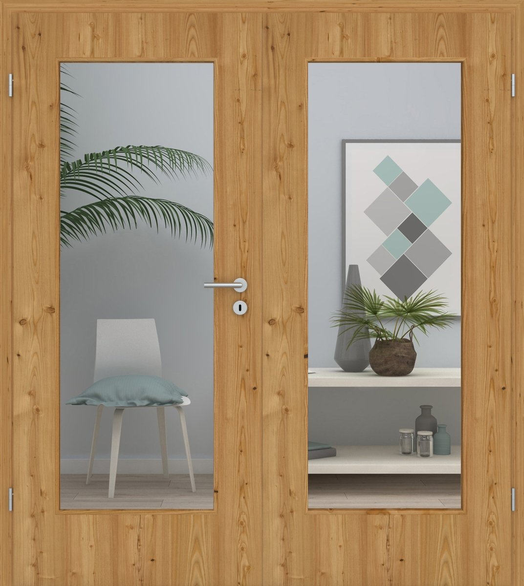 Doppelflügeltür Echtholz Lärche Crack hell LA 01 - Meine Tür