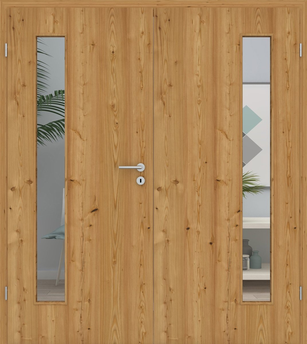 Doppelflügeltür Echtholz Lärche Crack hell LA 08B - Meine Tür