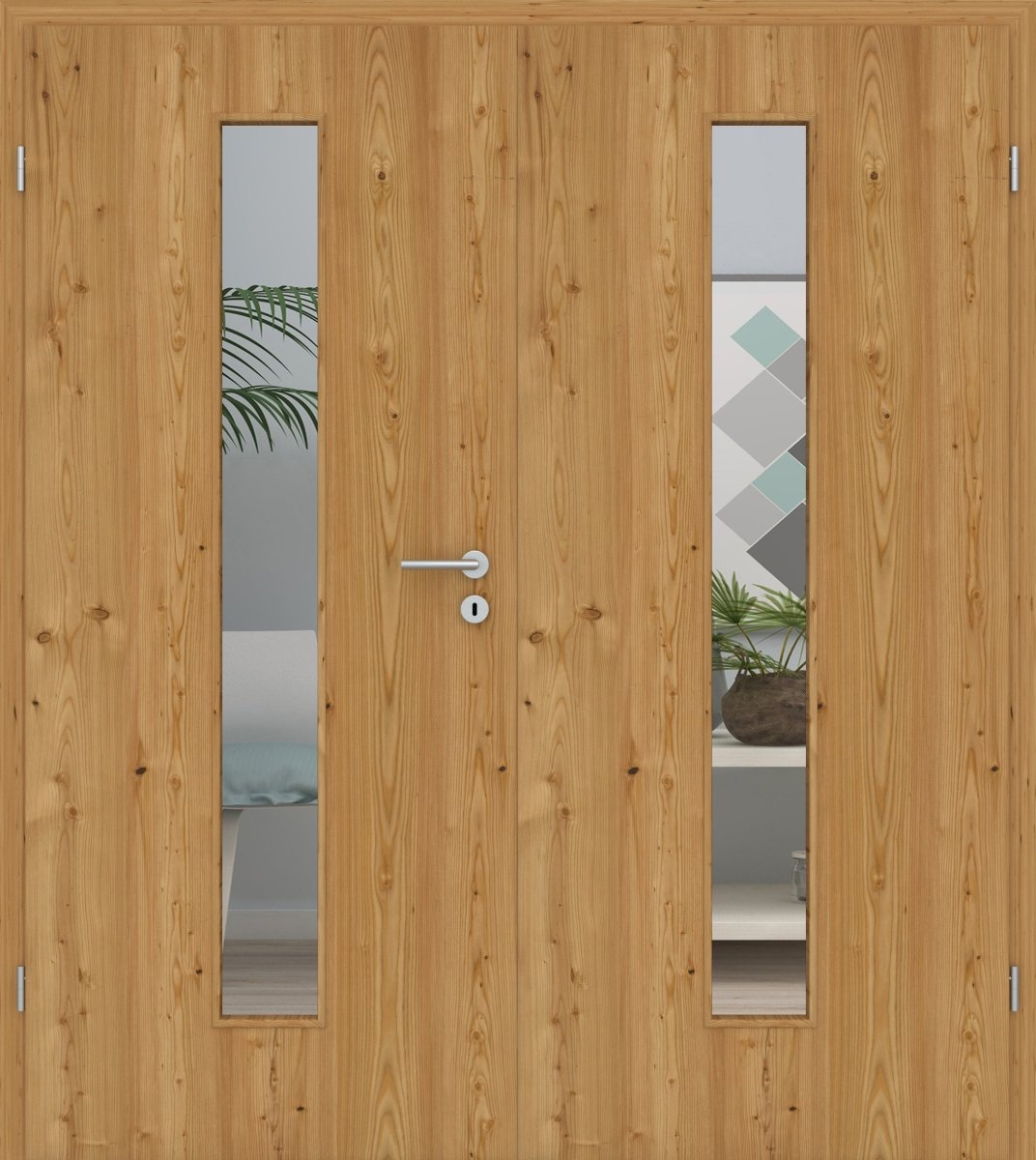 Doppelflügeltür Echtholz Lärche Crack hell LA 08M - Meine Tür