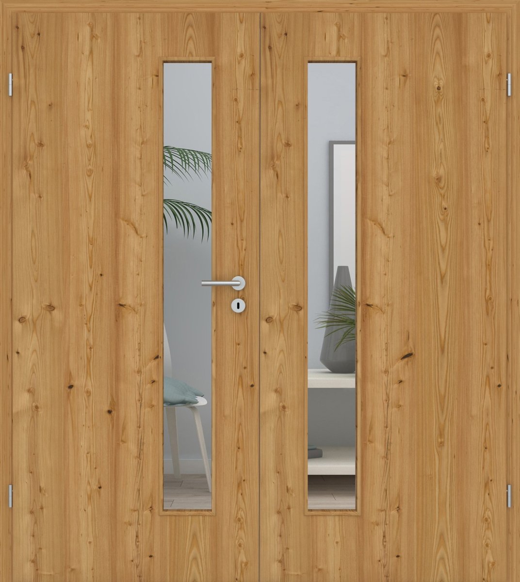 Doppelflügeltür Echtholz Lärche Crack hell LA 08S - Meine Tür